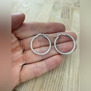JCM 925 Sterling silver textured hoop earrings 23mm